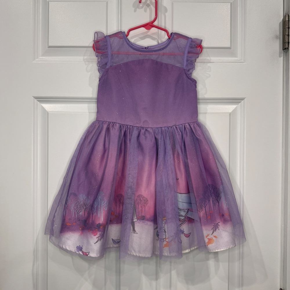Disney Frozen Elsa Snow Queen Dress Purple‎ Sparkle Tulle Kids Size 4